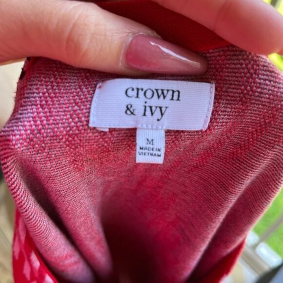 Crown & Ivy Red Plaid Sweater Dress Sleeveless Shift Tartan Argyle Knit Medium M - Picture 6 of 6